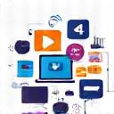 다양한 형태의 디지털 콘텐츠를 상징하는 아이콘